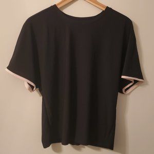 Zara Black Blouse, light pink detail
